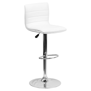 Adjustable Height Barstool - Faux Leather, White 