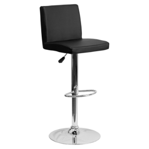 Adjustable Height Barstool - Black, Faux Leather 
