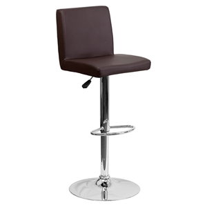 Adjustable Height Barstool - Brown, Faux Leather 