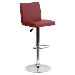 Adjustable Height Barstool - Burgundy, Faux Leather 