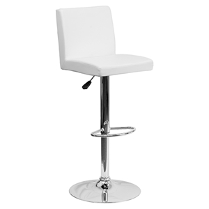 Adjustable Height Barstool - White, Faux Leather 