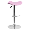 Backless Barstool - Adjustable Height, Faux Leather, Pink - FLSH-CH-TC3-1002-PK-GG