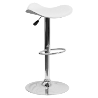 Backless Barstool - Adjustable Height, Faux Leather, White