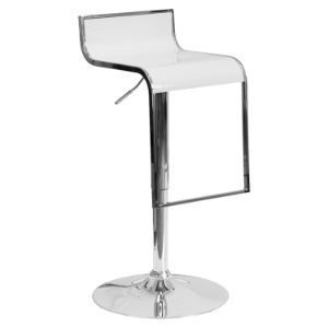 Plastic Adjustable Height Barstool - White 