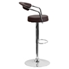 Adjustable Height Barstool - Armrests, Brown, Faux Leather - FLSH-CH-TC3-1060-BRN-GG