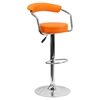 Adjustable Height Barstool - Armrests, Orange, Faux Leather - FLSH-CH-TC3-1060-ORG-GG