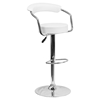 Adjustable Height Barstool - Armrests, White, Faux Leather - FLSH-CH-TC3-1060-WH-GG
