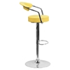 Adjustable Height Barstool - Armrests, Yellow, Faux Leather - FLSH-CH-TC3-1060-YEL-GG