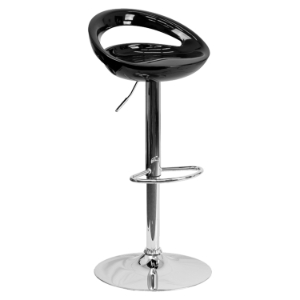 Plastic Adjustable Height Barstool - Backless, Black 
