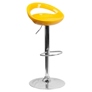 Plastic Adjustable Height Barstool - Backless, Yellow 