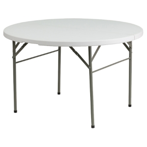 48" Round Bi-Fold Granite Plastic Folding Table - White 