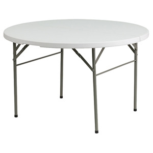 48" Round Bi-Fold Granite Plastic Folding Table - White 