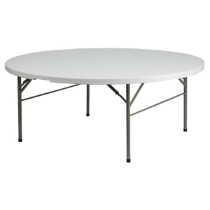 72" Round Bi-Fold Granite Plastic Folding Table - White 