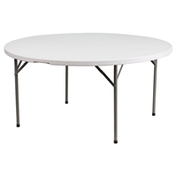 60" Round Granite Plastic Folding Table - White