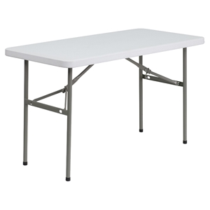 24" x 48" Granite Plastic Folding Table - White 