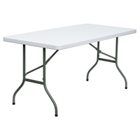 30" x 60" Rectangular Granite Plastic Folding Table - White