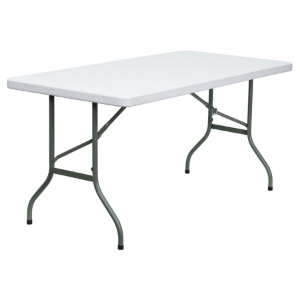 30" x 60" Rectangular Granite Plastic Folding Table - White 