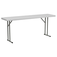 18" x 72" Rectangular Folding Table - Granite Plastic, White