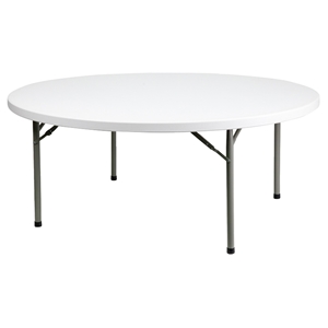 72" Round Granite Plastic Folding Table - White 