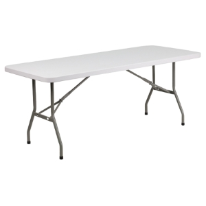 Rectangular Granite Plastic Folding Table - White 