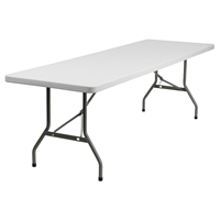30" x 96" Rectangular Granite Plastic Folding Table - White