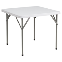 34" Square Granite Plastic Folding Table - White