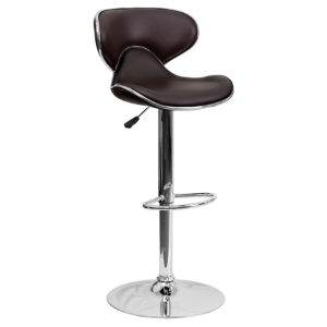 Cozy Adjustable Height Barstool - Mid Back, Faux Leather, Brown 