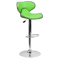 Cozy Adjustable Height Barstool - Mid Back, Faux Leather, Green
