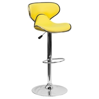 Cozy Adjustable Height Barstool - Mid Back, Faux Leather, Yellow