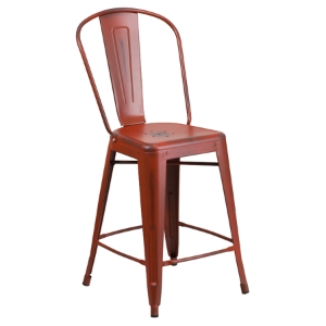Metal Counter Stool - Kelly Red 