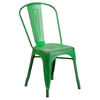 5 Pieces Square Metal Table Set - Stack Chairs, Green - FLSH-ET-CT002-4-30-GN-GG