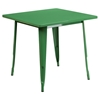 5 Pieces Square Metal Table Set - Stack Chairs, Green - FLSH-ET-CT002-4-30-GN-GG