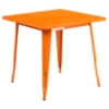 5 Pieces Square Metal Table Set - Stack Chairs, Orange - FLSH-ET-CT002-4-30-OR-GG