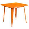 5 Pieces Square Metal Table Set - Stack Chairs, Orange - FLSH-ET-CT002-4-30-OR-GG