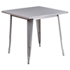 5 Pieces Square Metal Table Set - Stack Chairs, Silver - FLSH-ET-CT002-4-30-SIL-GG