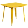 5 Pieces Square Metal Table Set - Stack Chairs, Yellow - FLSH-ET-CT002-4-30-YL-GG