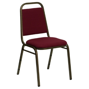 Hercules Series Trapezoidal Back Stacking Banquet Chair - Burgundy, Gold 