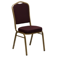 Hercules Series Stacking Banquet Chair - Crown Back, Burgundy Pattern, Gold