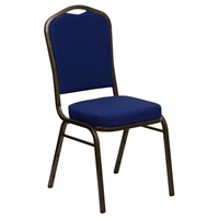 Hercules Series Stacking Banquet Chair - Crown Back, Navy Blue, Gold Vein