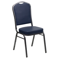 Hercules Series Stacking Banquet Chair - Crown Back, Navy, Silver Vein