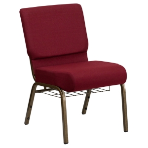 Hercules Series 21" Extra Wide Fabric Church Chair - Rack, Burgundy 