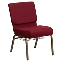 Hercules Series 21" Extra Wide Fabric Church Chair - Rack, Burgundy