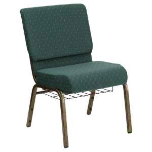 Hercules Series 21" Extra Wide Hunter Church Chair - Rack, Green 