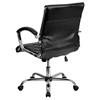 Leather Executive Swivel Office Chair - Mid Back Designer, Armrests, Black - FLSH-GO-1297M-MID-BK-GG