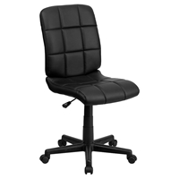 Quilted Faux Leather Task Chair - Mid Back, Swivel, Black
