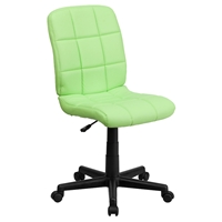 Quilted Faux Leather Task Chair - Mid Back, Swivel, Green
