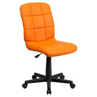 Quilted Faux Leather Task Chair - Mid Back, Swivel, Orange