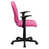 Quilted Faux Leather Task Chair - Mid Back, Swivel, Nylon Arms, Pink - FLSH-GO-1691-1-PINK-A-GG