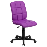 Quilted Faux Leather Task Chair - Mid Back, Swivel, Purple