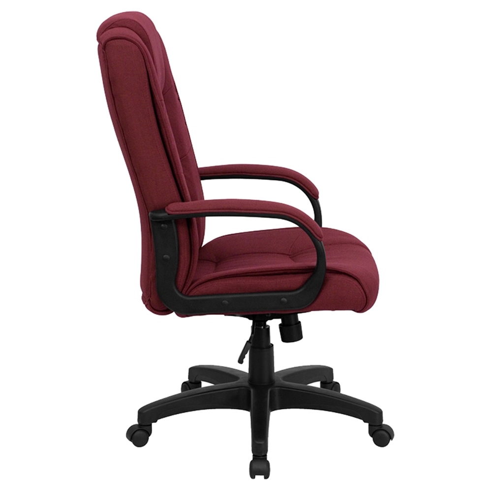 Fabric Executive Swivel Office Chair - High Back, Adjustable, Burgundy
